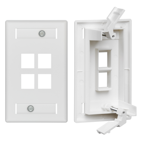 LEVITON WALLPLATES WP 4 PORT SG ID TMPO WH 42090-4WS